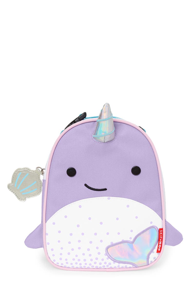 Zoo Lunchie - Narwhal Insulated Lunch Bag, Main, color, LAVENDER
