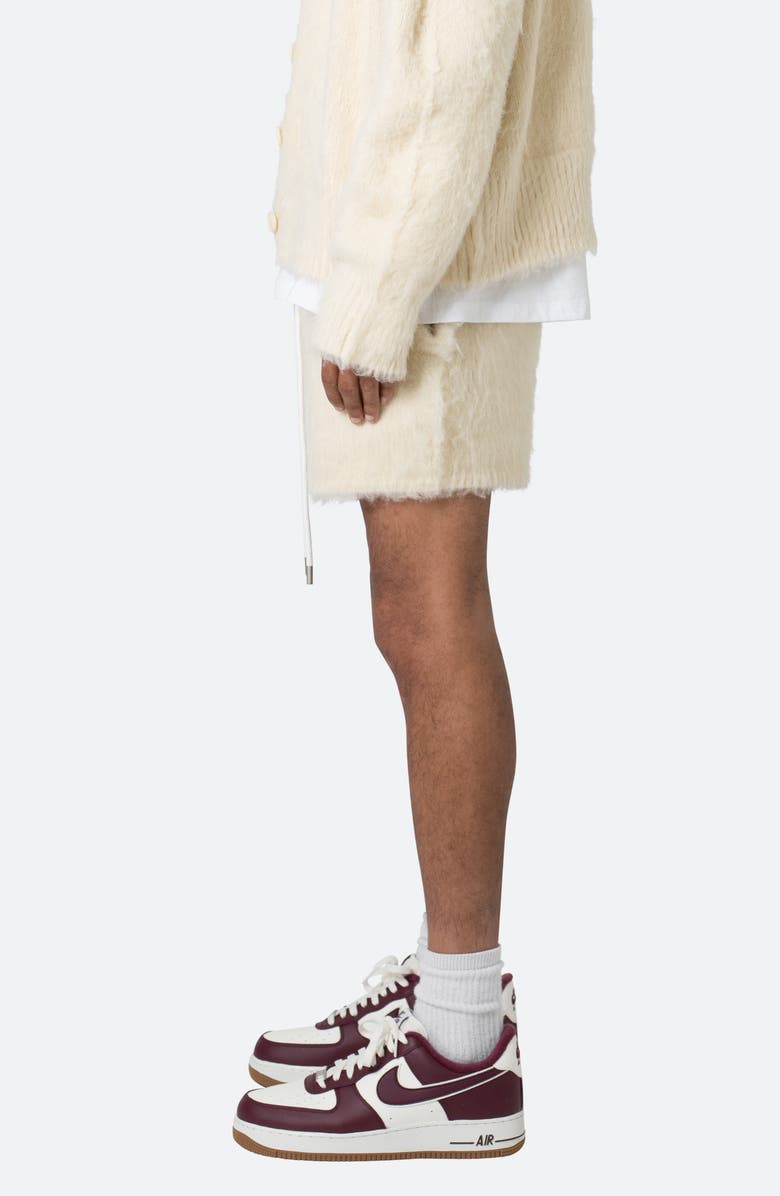 mnml Fuzzy Sweat Shorts, Alternate, color, Off White