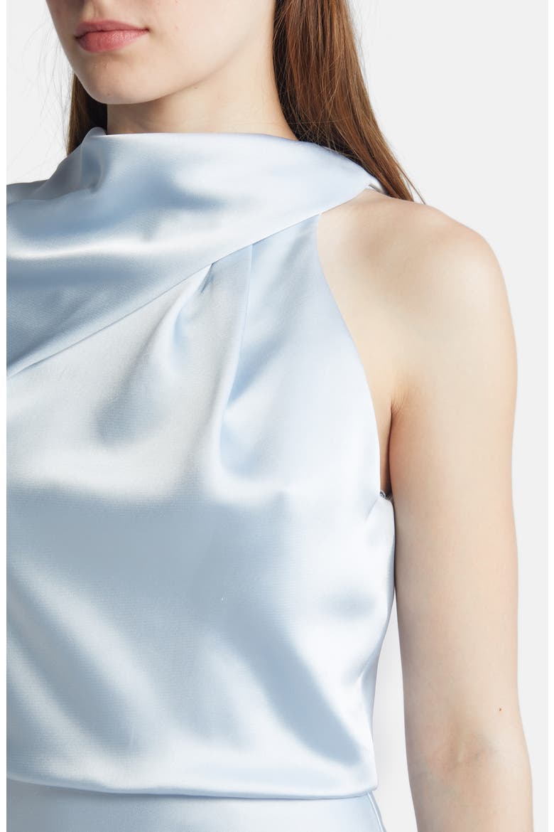 Asymmetric Neck Satin Gown, Alternate, color, ICE
