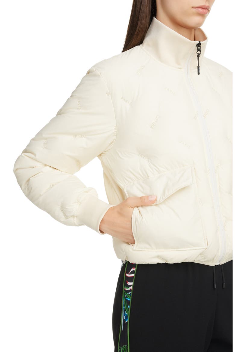 Packable Logo Embroidered Puffer Jacket, Alternate, color, OFF WHITE