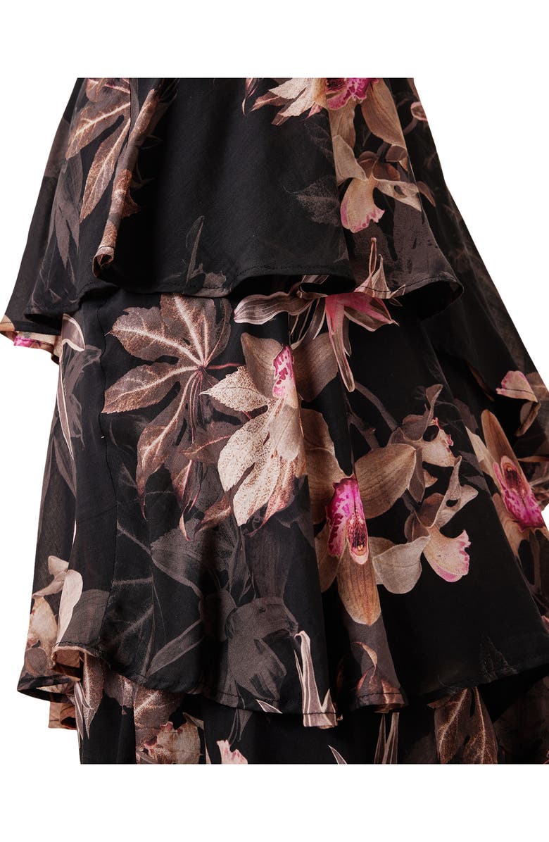 AllSaints Cali Floral Ruffle Tiered Cocktail Dress, Alternate, color,