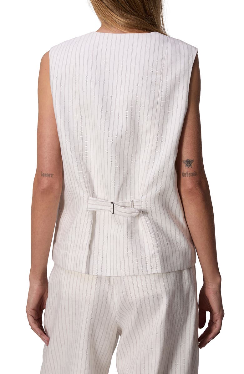rag & bone Erin Stripe Cotton & Linen Vest, Alternate, color, White Stripe