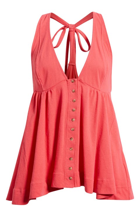 Valerie Halter Neck Cotton Tunic Top
