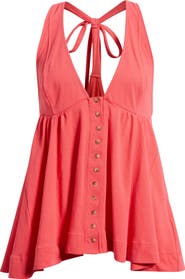 Free People Valerie Halter Neck Cotton Tunic Top
