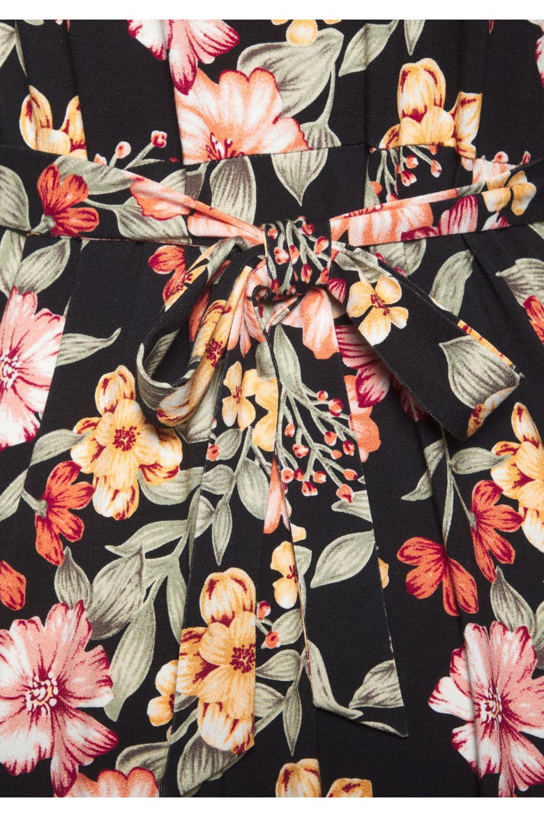 Floral Short Sleeve Dress, Alternate, color, Black Printed