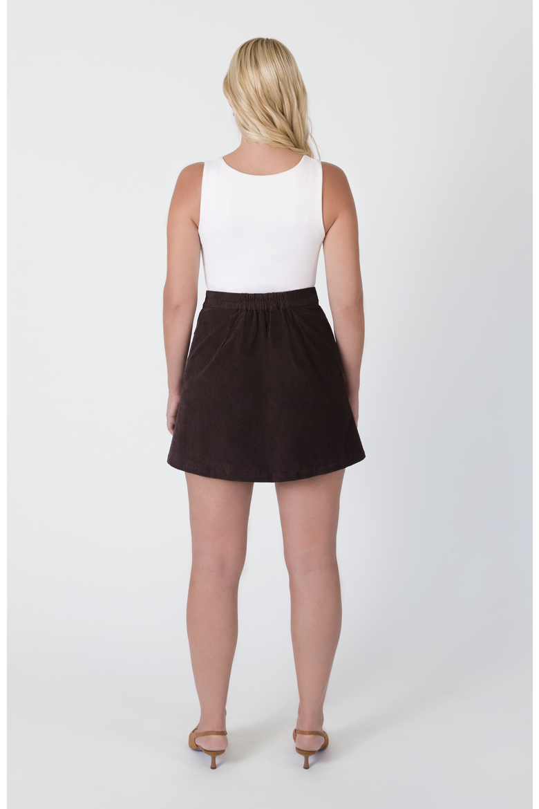 The Cord Mini Skirt, Alternate, color, Espresso