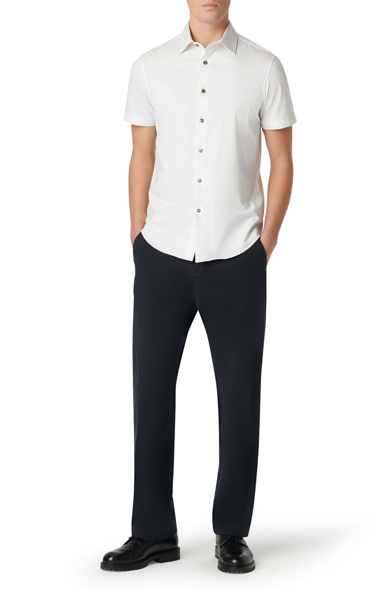 Bugatchi Miles OoohCotton<sup>®</sup> Short Sleeve Button-Up Shirt, Alternate, color, White
