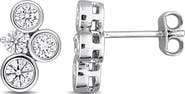 Created Forever Sterling Silver Lab Grown Diamond Cluster Stud Earrings