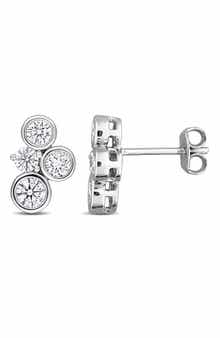Created Forever Sterling Silver Lab Grown Diamond Cluster Stud Earrings