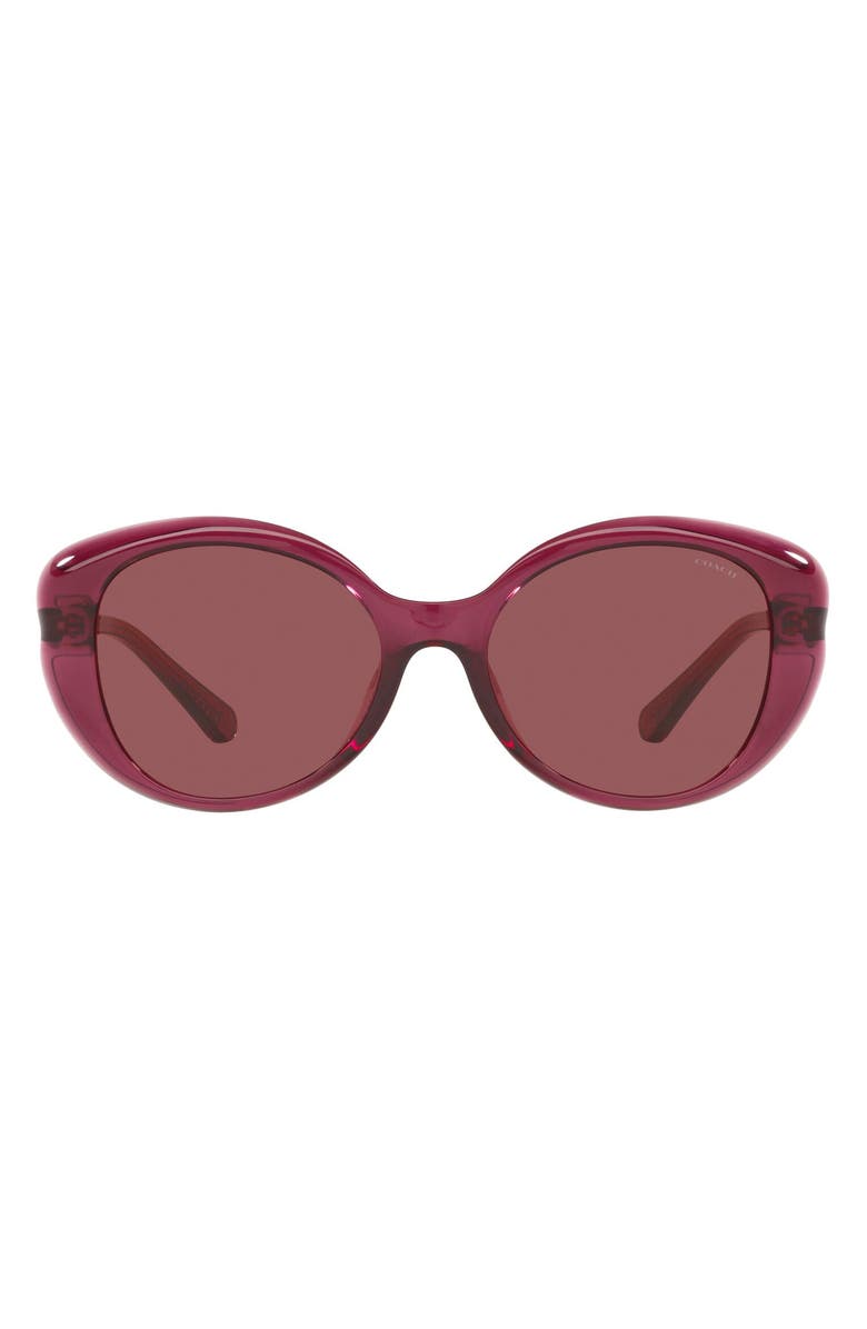COACH 54mm Round Sunglasses, Main, color, Wine