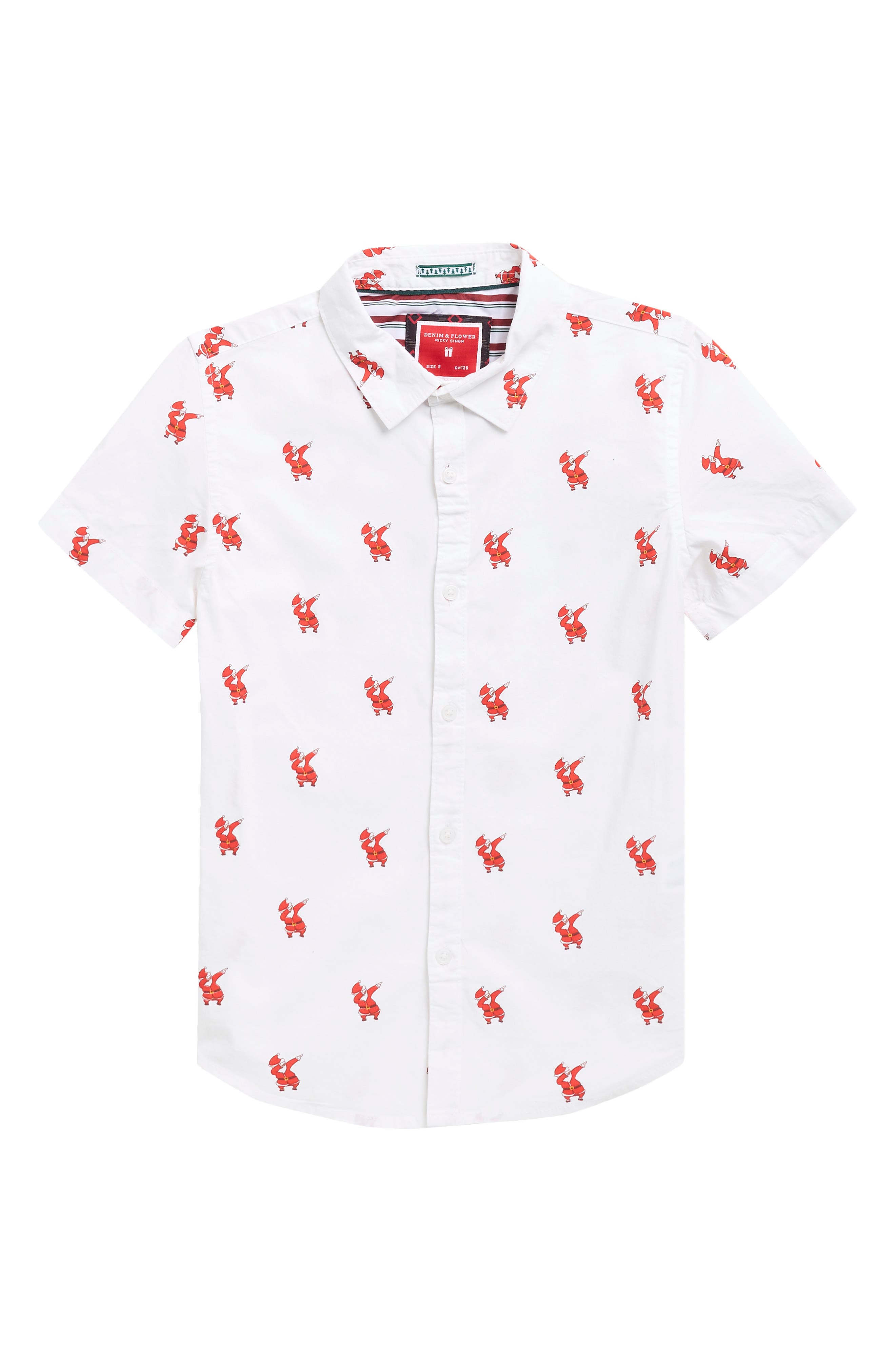 Kids' Dabbing Santa Short Sleeve Button-Up Shirt