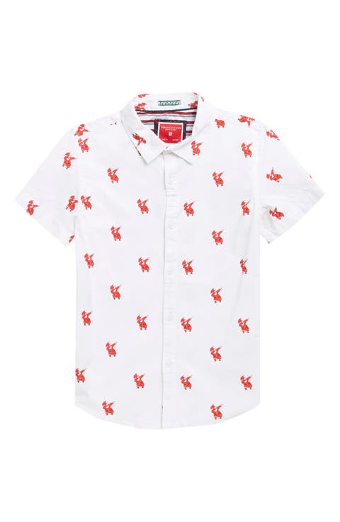 Kids' Dabbing Santa Short Sleeve Button-Up Shirt