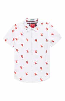 Kids' Dabbing Santa Short Sleeve Button-Up Shirt