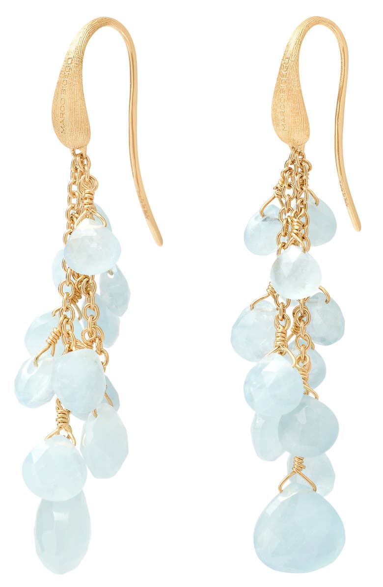 Marco Bicego Paradise Aquamarnie Multistrand Drop Earrings, Main, color, 18K Yellow Gold