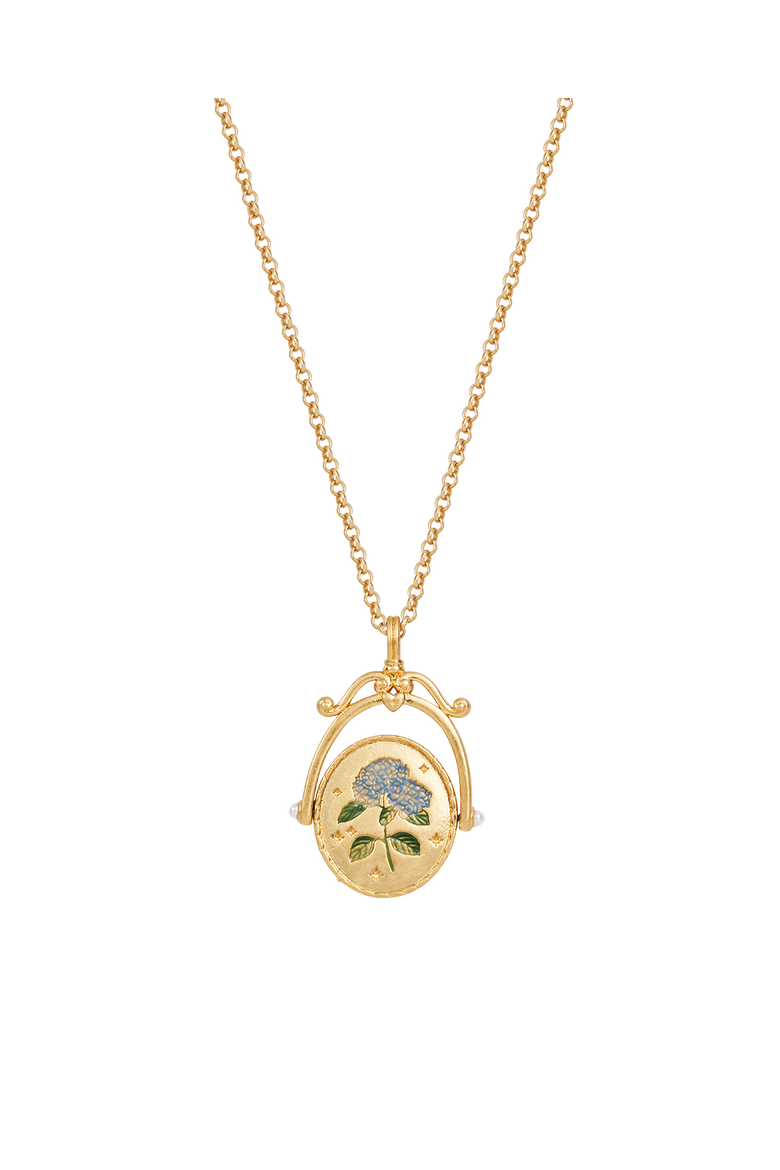 H Initial Hydrangea Gold Spinner Chain Necklace, Alternate, color, Gold