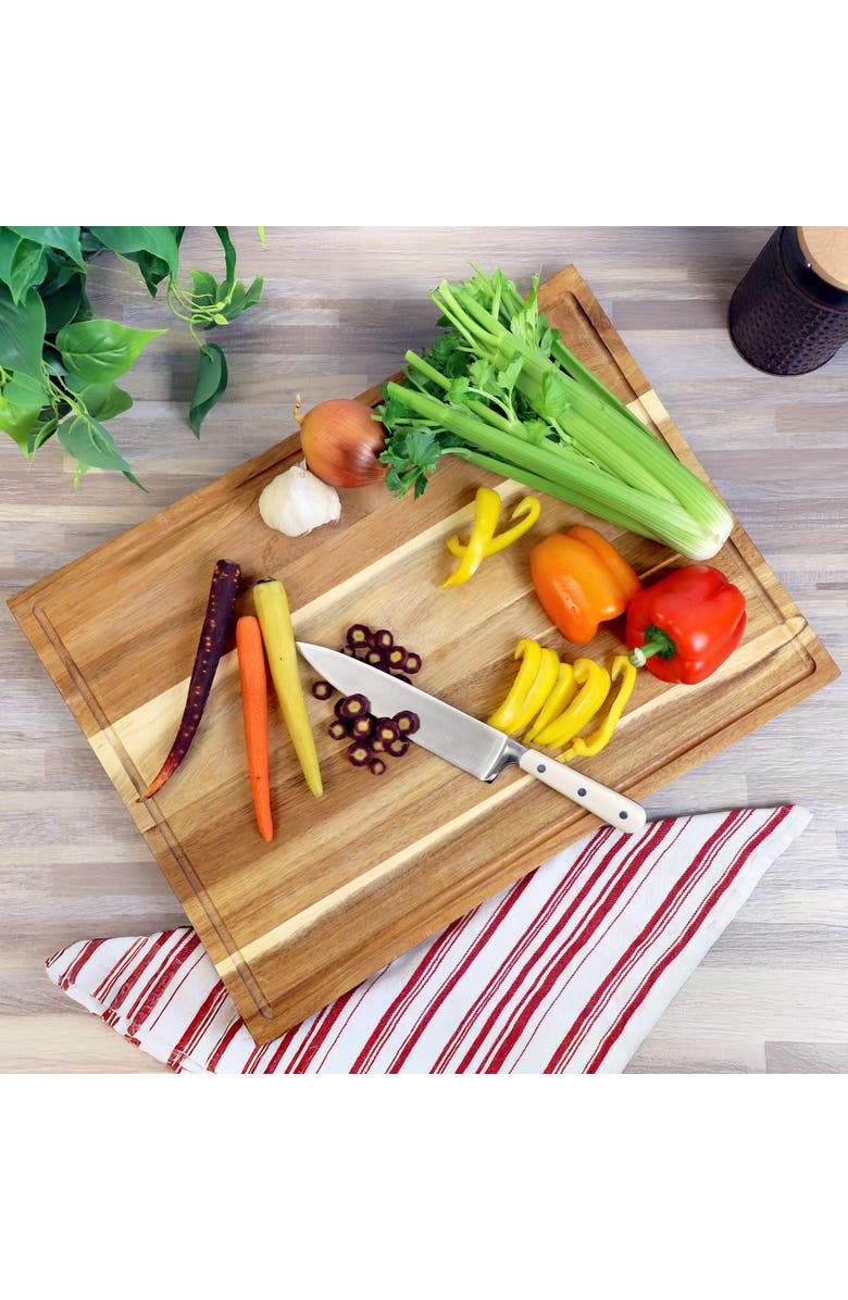 Megachef Acacia Wood 24 x 18 Inch Large Cutting, Prep and Serving Butcher Cutting Board, Alternate, color,