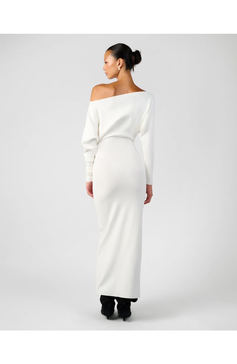WeWoreWhat Off Shoulder Sweater Midi Dress, Alternate, color, Ivory