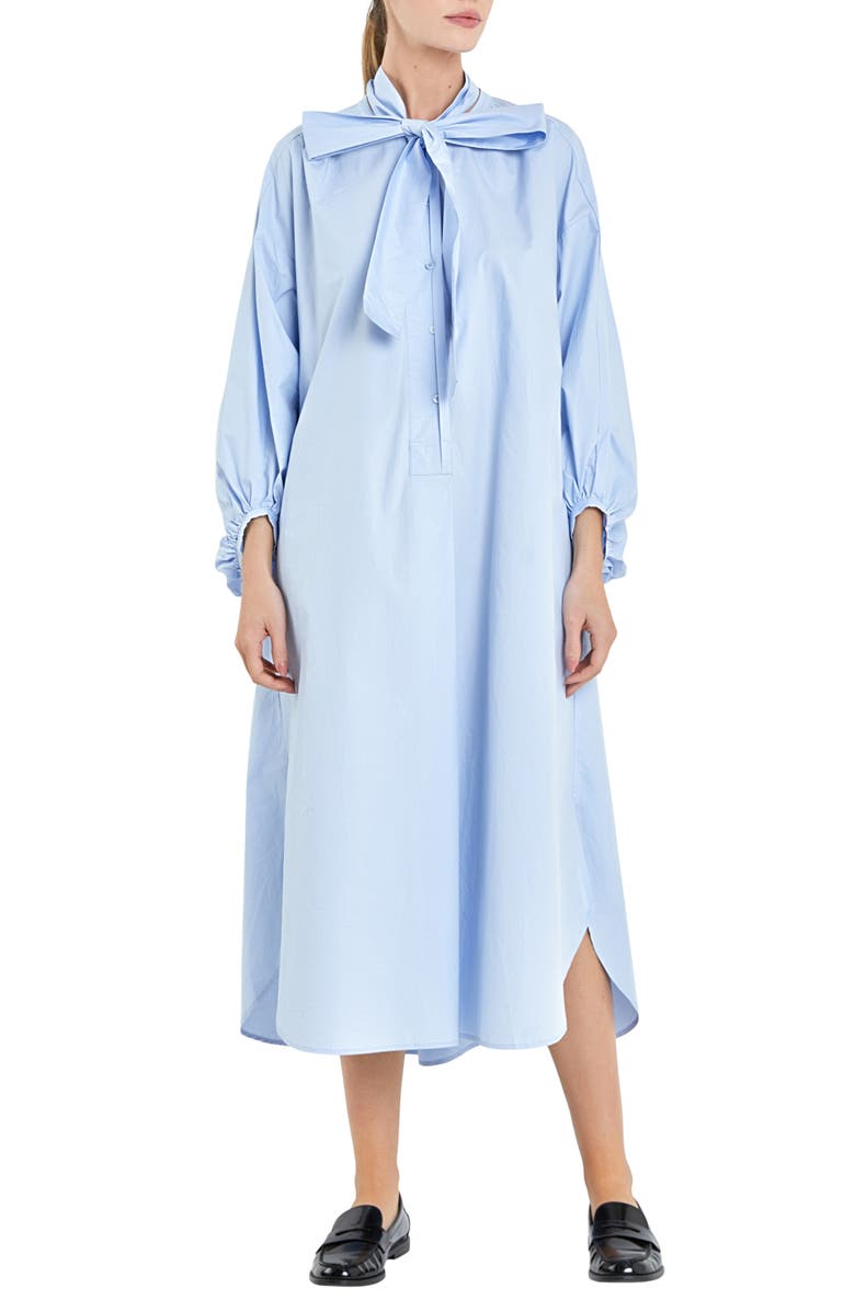 English Factory Bow Tie Long Sleeve Maxi Dress, Main, color, 