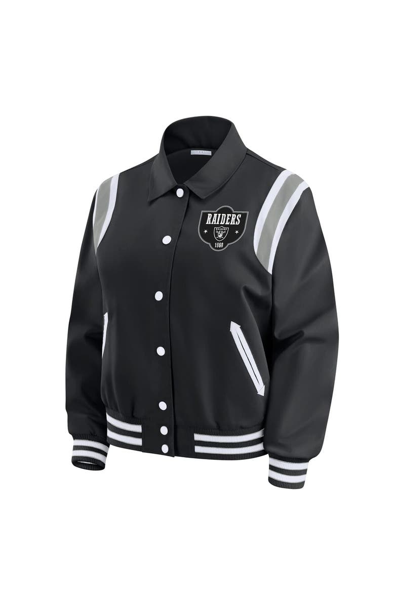 WEAR by Erin Andrews Women's WEAR by Erin Andrews Black Las Vegas Raiders Varsity Lightweight Full-Snap Jacket, Alternate, color, Black