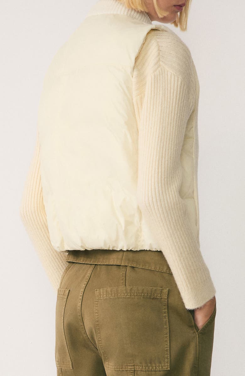 MANGO Mixed Media Rib Knit Puffer Vest, Alternate, color, Ecru