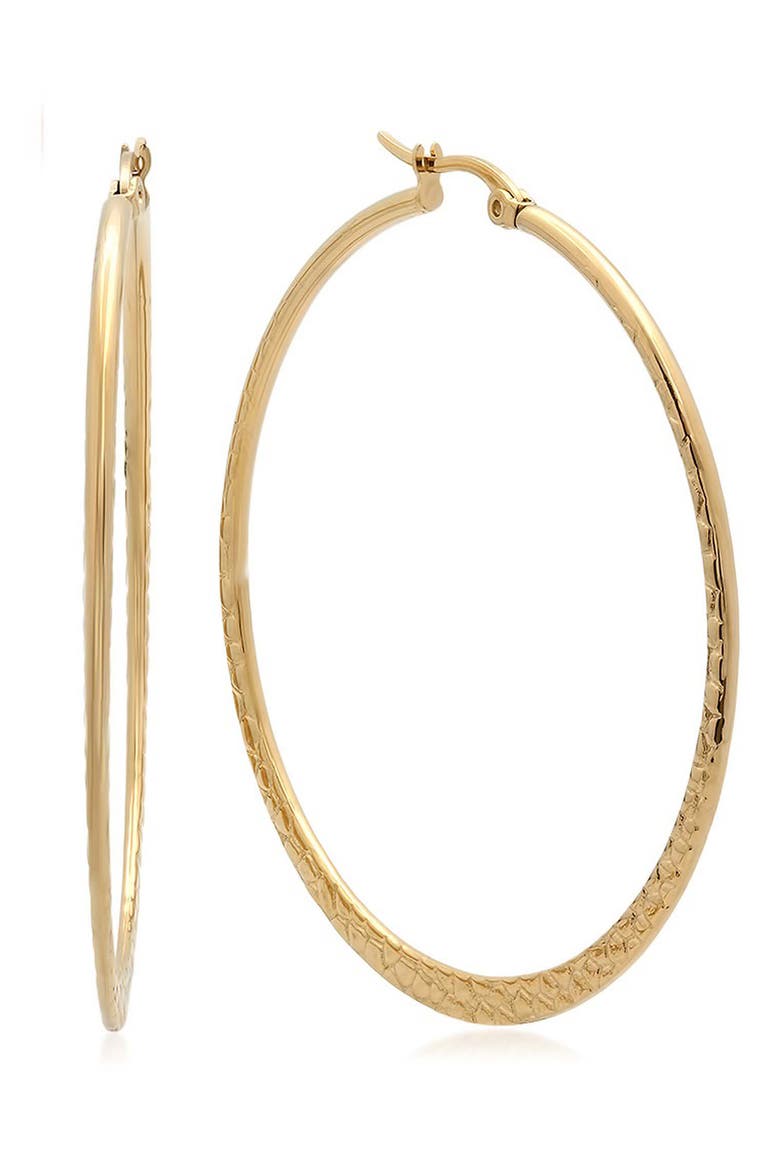 18K Gold Plated Stainless Steel Hoop Earrings, Main, color, GOLD