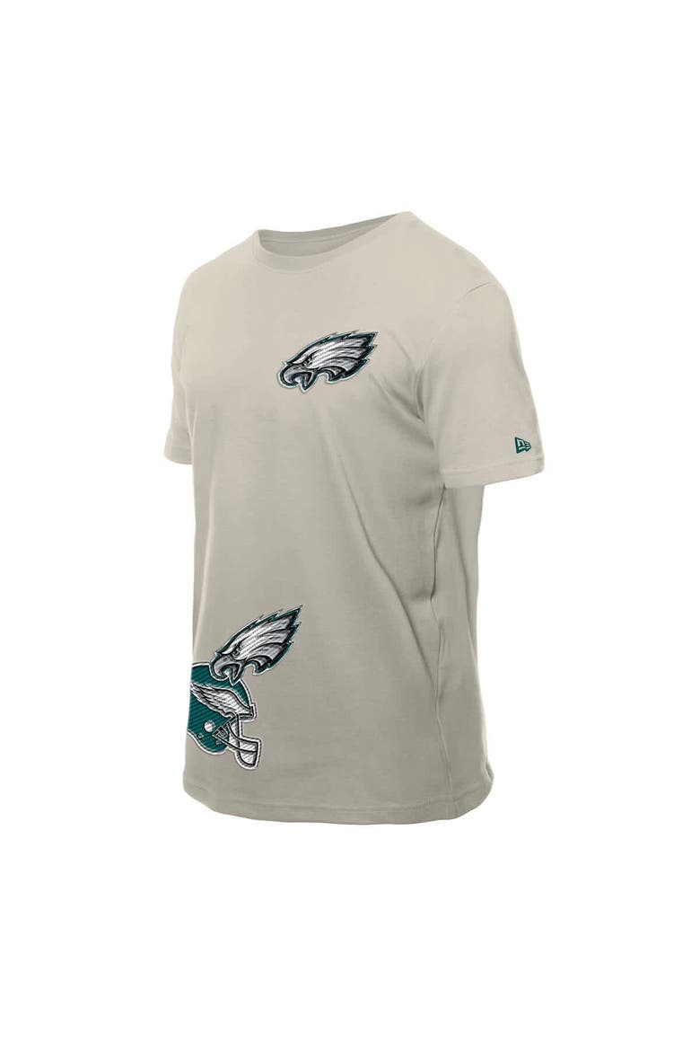 Men's New Era Light Beige Philadelphia Eagles Multi Patch T-Shirt, Alternate, color, Light Beige
