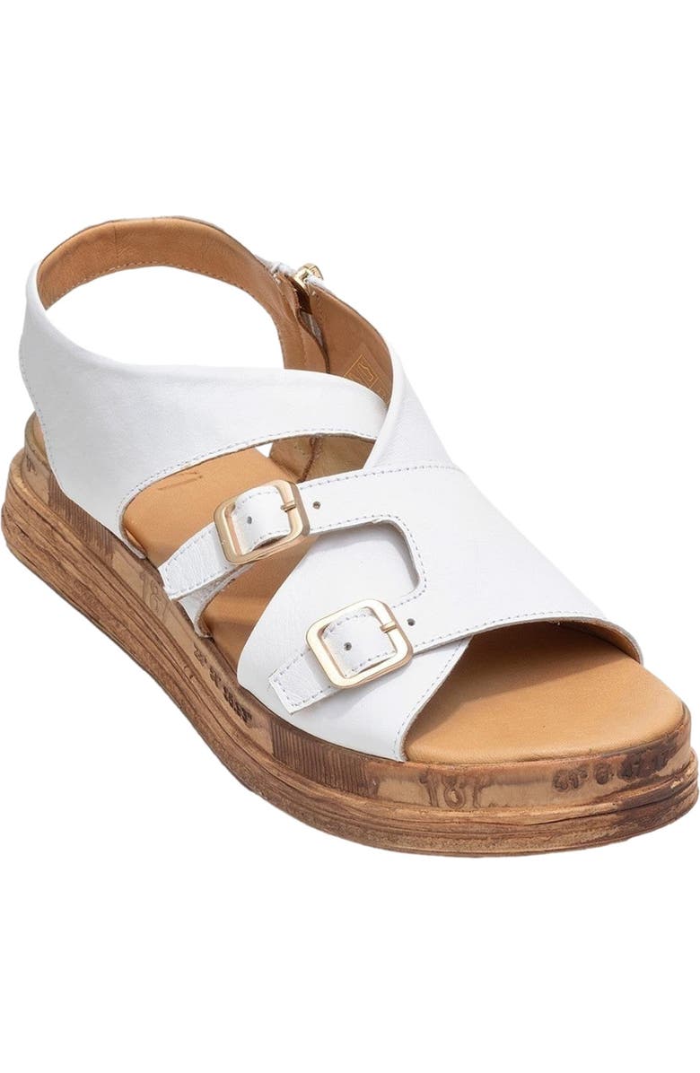 Forever & Always Shoes Levine Leather Buckled Side-Zip Sandal, Alternate, color, White Leather