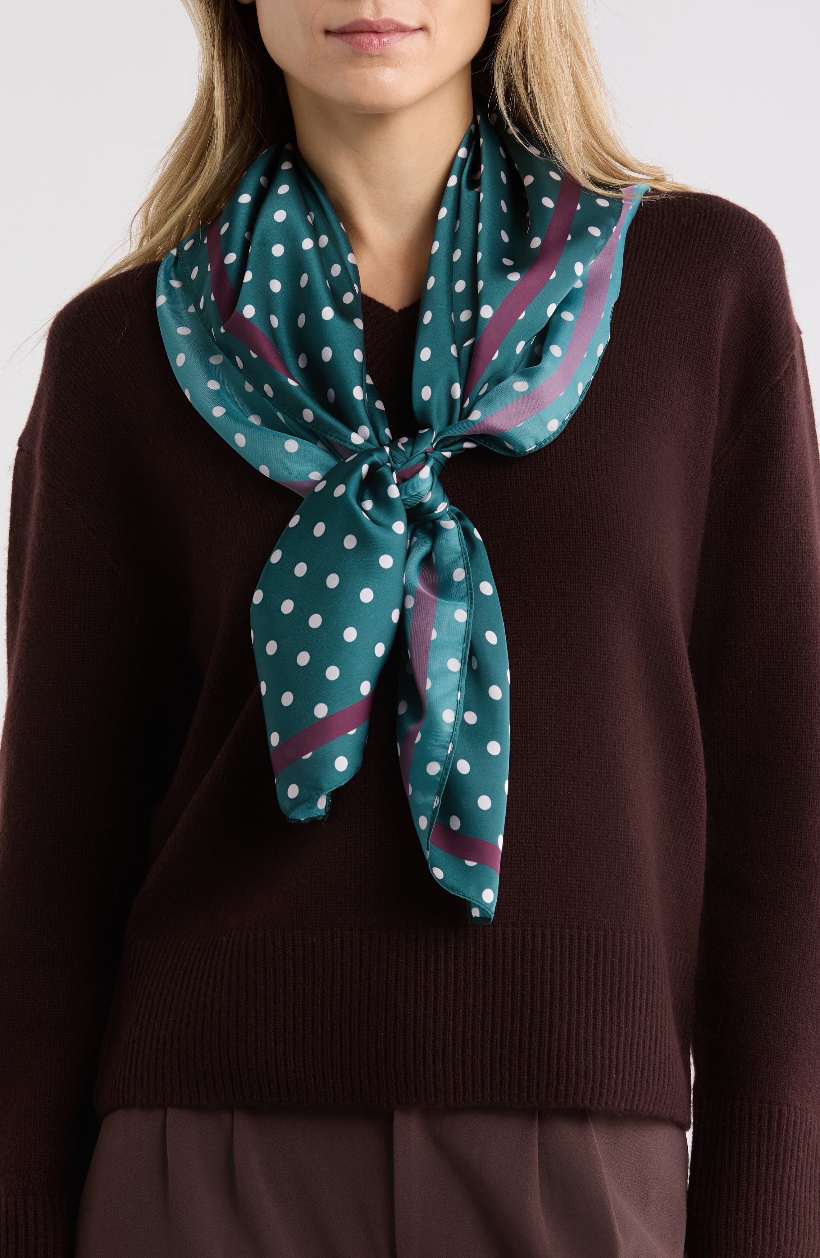 Polka Dot Print Satin Scarf