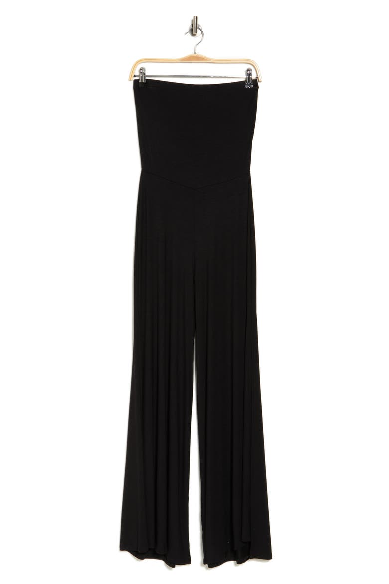 Slit Leg Strapless Jumpsuit, Alternate, color, BLACK