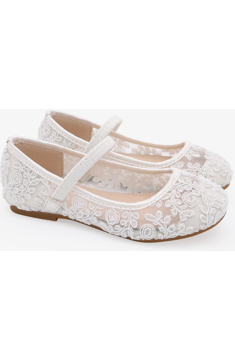 Kailee P Pas Crochet Lace Mary Jane Flats, Main, color, Ivory