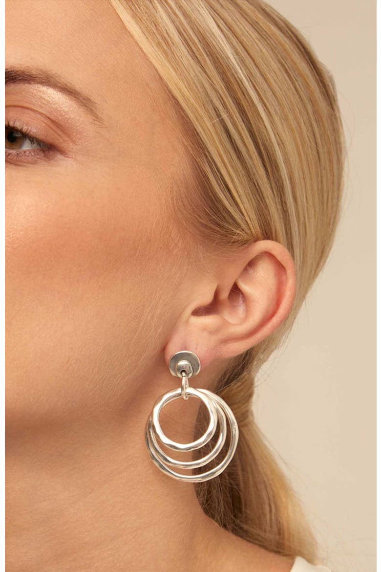 Irregular Hoop Earrings, Alternate, color, Silver