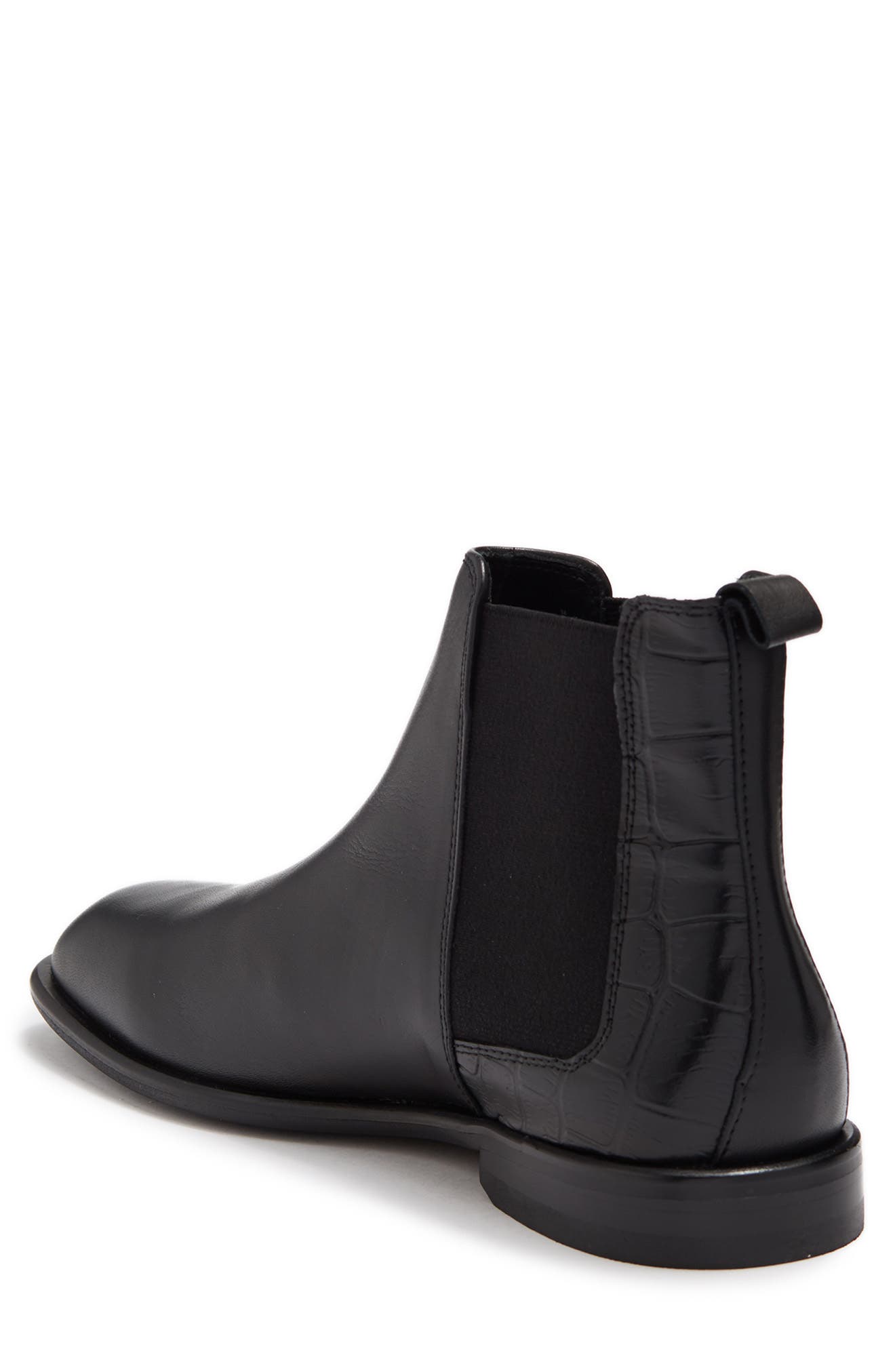 Donald Pliner Croc Embossed Leather Chelsea Boot, Alternate, color, Black