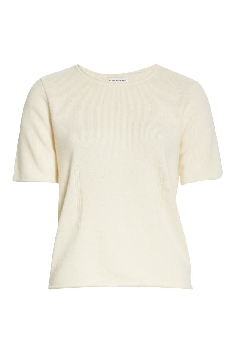 Short Sleeve Cashmere Sweater, Alternate, color, IVORY