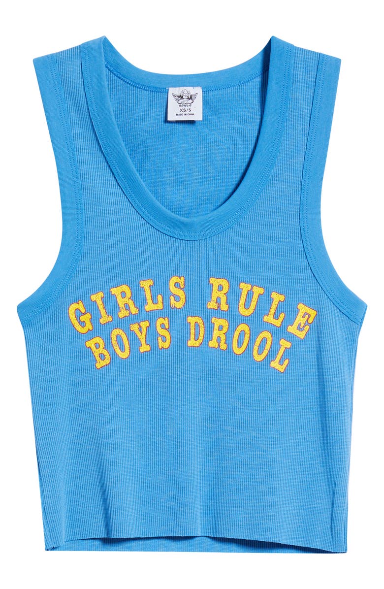 BOYS LIE Girls Rule Boys Drool Rib Tank, Alternate, color, Blue