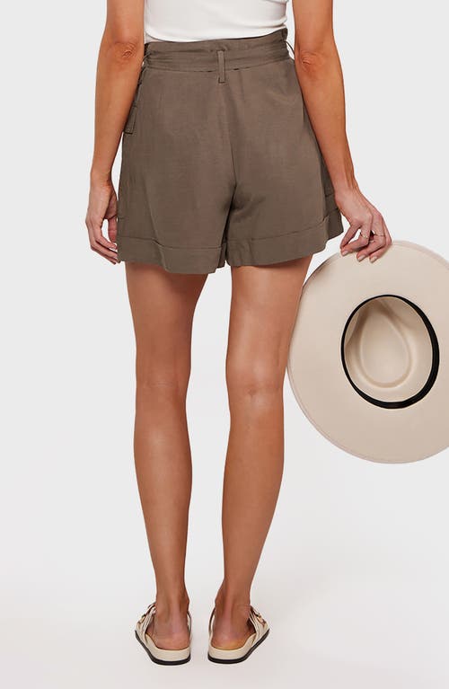 Matty M . Campbell Paperbag Waist Cargo Shorts In Brown