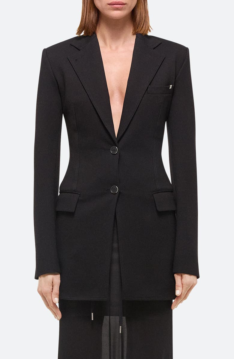 Helmut Lang Roma Zip Sleeve Single Breasted Ponte Knit Blazer, Main, color,