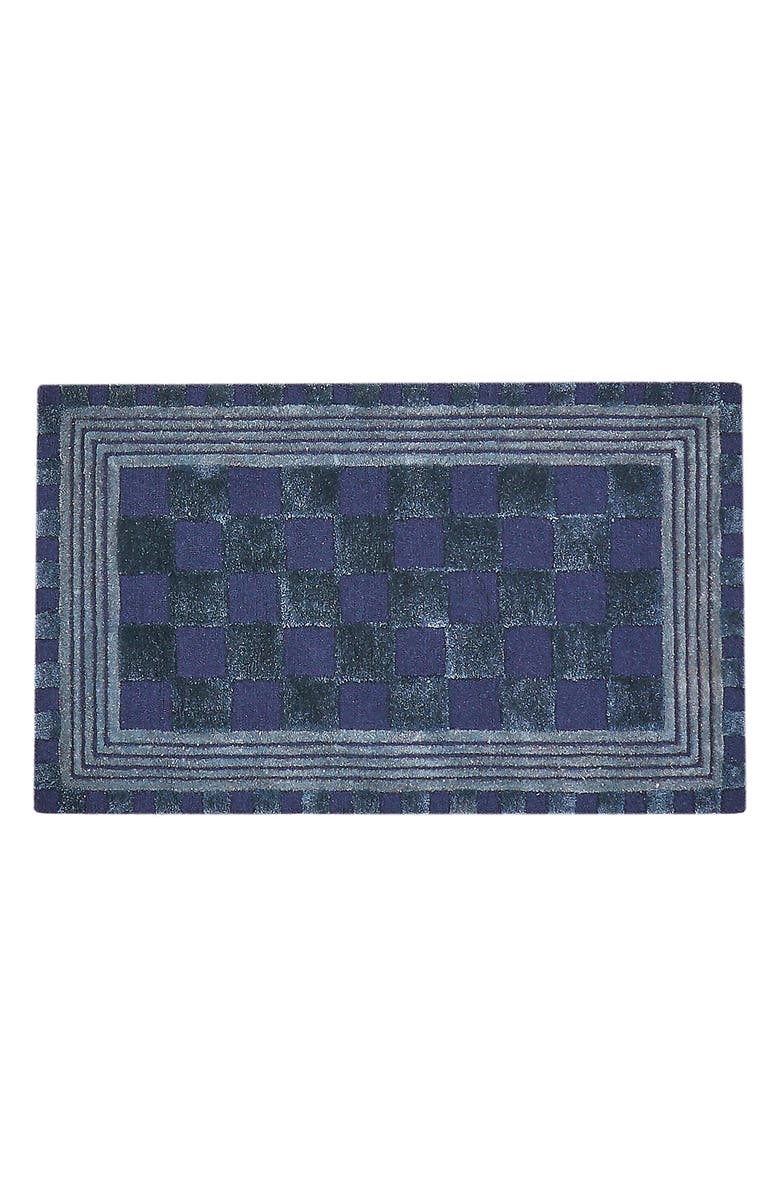 MACKENZIE CHILDS Indigo Blue Tonal Check Rug, Main, color, Indigo