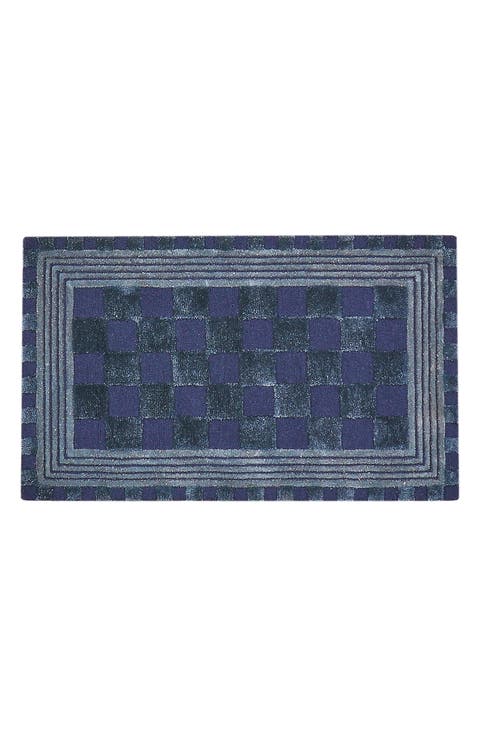 Indigo Blue Tonal Check Rug