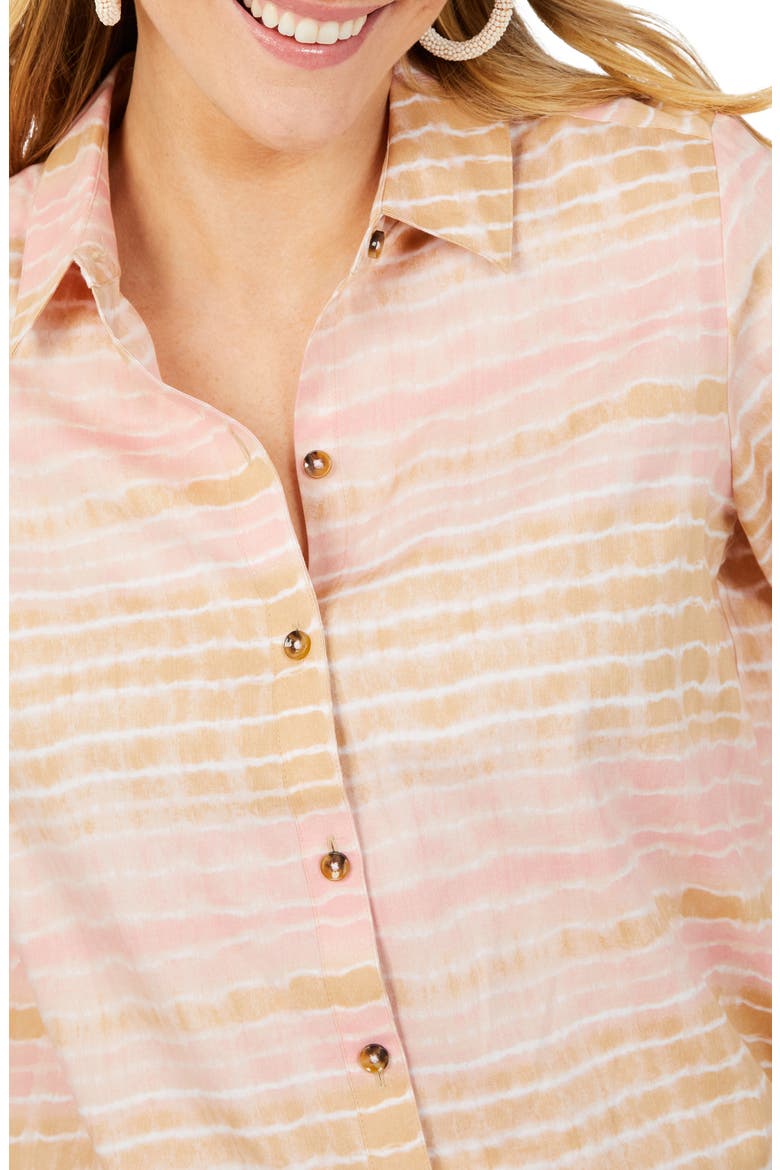 Zoey Northern Lights Tie Dye Cotton Sateen Button-Up Shirt, Alternate, color, PINK WHISPER