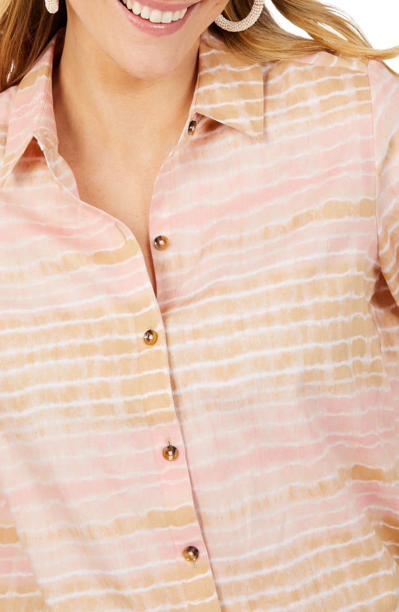 Foxcroft Zoey Northern Lights Tie Dye Cotton Sateen Button-Up Shirt, Alternate, color, Pink Whisper