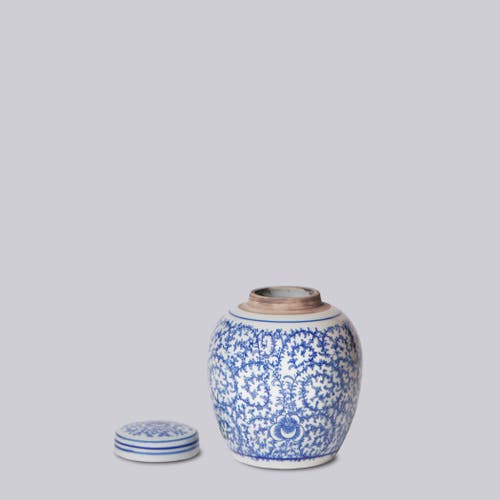 Cobalt Guild Porcelain Scrolling Peony Round Jar