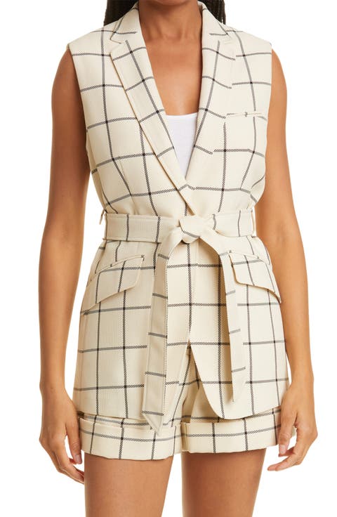 Margot Sleeveless Plaid Blazer