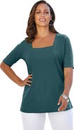 Jessica London Stretch Cotton Square Neck Tee