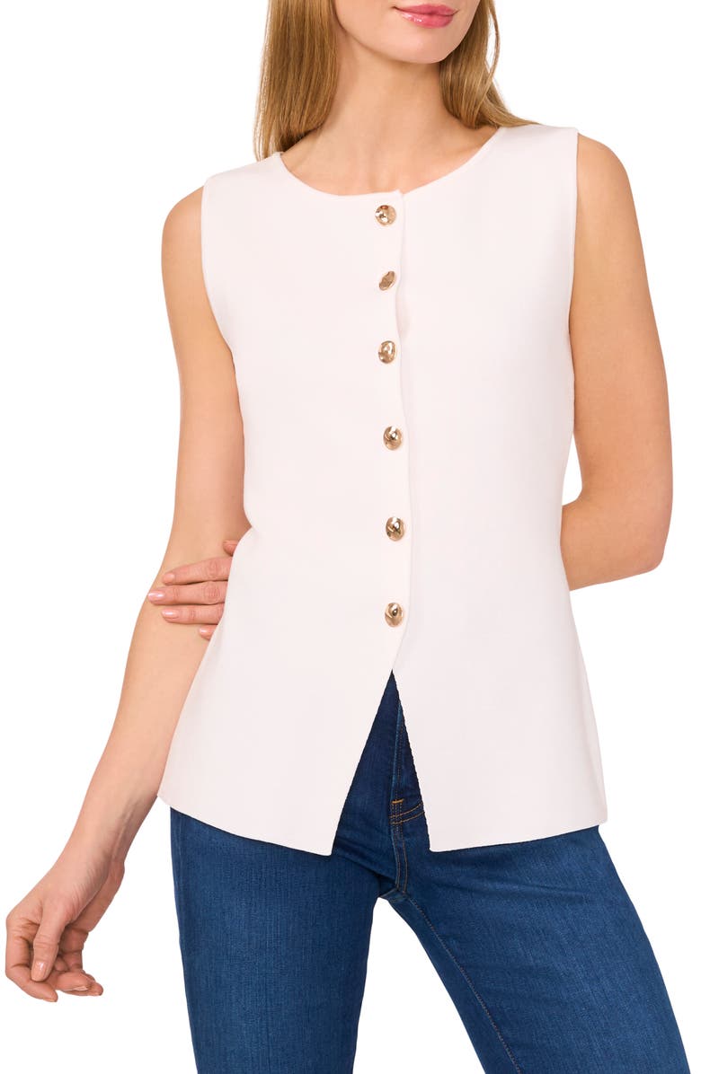 Ted Baker Sleeveless Button-Up Shirt, Main, color, New Ivory