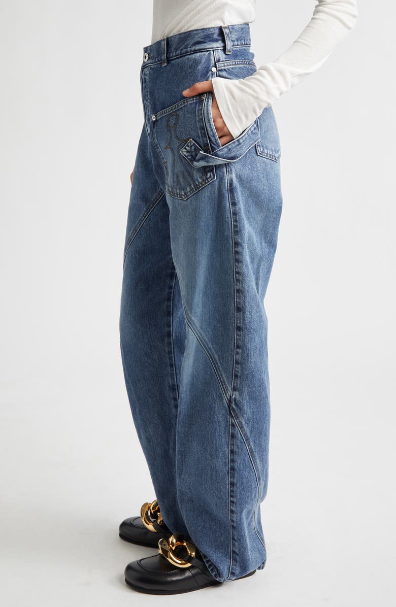 JW Anderson Twisted Workwear Jeans, Alternate, color, Mid Blue