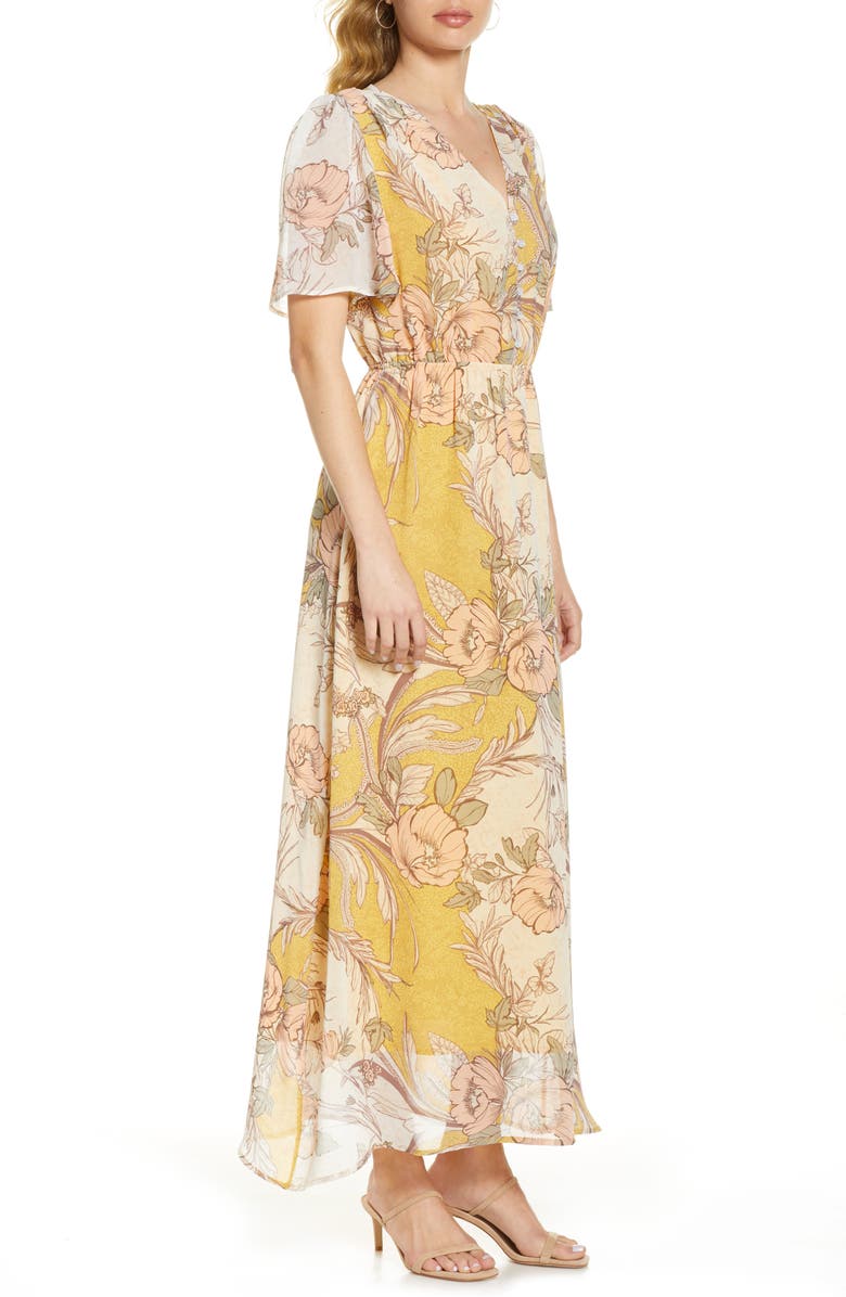 Fraiche by J Yura Floral Print Chiffon Maxi Dress, Alternate, color,