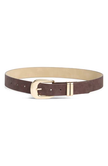 Steve Madden Puffy Buckle Leather Belt In Brown