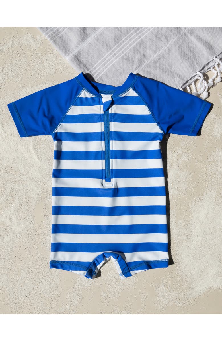 Leveret Baby One-Piece Rashguard, UPF 50+ Sun Protection Swimwear, Alternate, color, Striped Blue & White