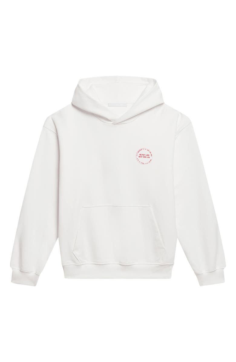 Helmut Lang Stamp Cotton French Terry Pullover Hoodie, Alternate, color, Optic White