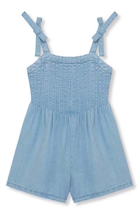 Kids' Pleated Wide Leg Linen Blend Romper (Toddler & Little Kid)